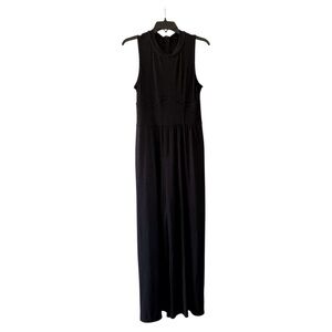 Cider Black Maxi Pantsuit with Mock Neck